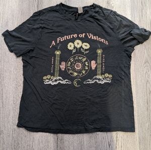 H&M Divided Astrology Graphic Tee Oversized Witchy Goth Small